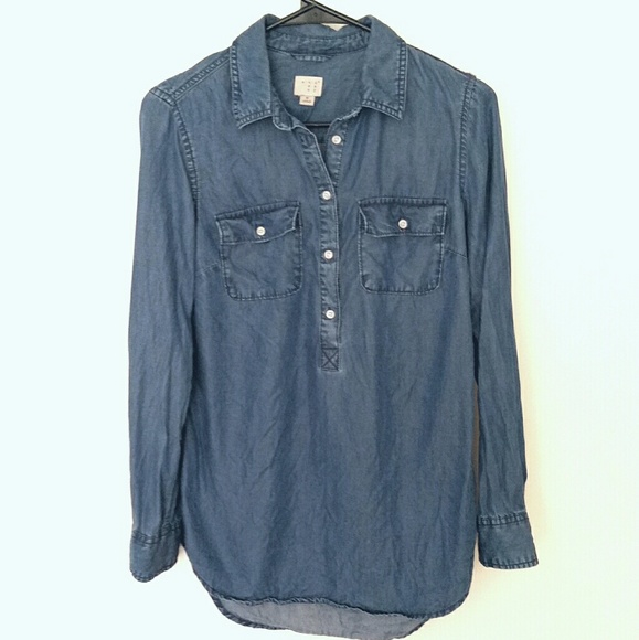A New Day drapey denim shirt popover sz Small NWOT - Picture 2 of 4